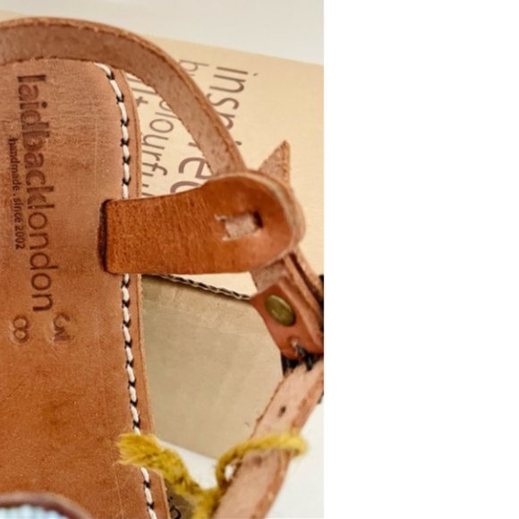 Anthropologie Laidback London hand crafted Artisan beaded T-strap sandals 38 - Picture 9 of 11